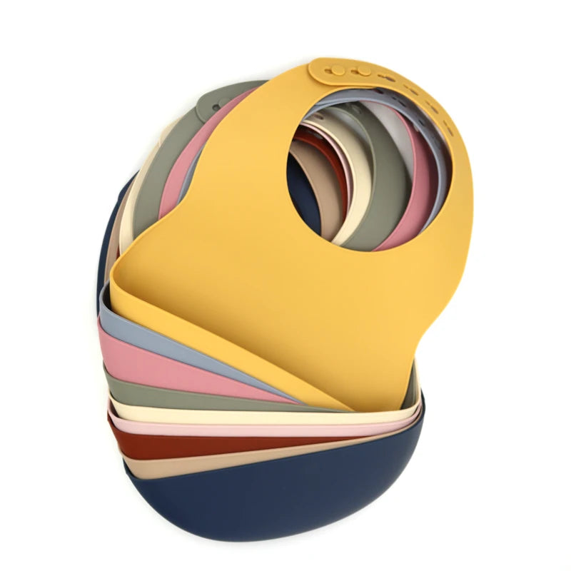 Bavoir imperméable en silicone souple pour bébé – Facile à nettoyer, multicolore