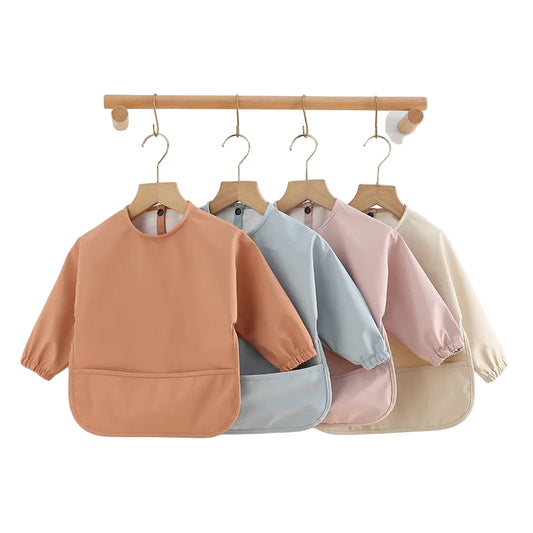 Bavoir imperméable pour bébé avec manches et poche – Tablier anti-salissures