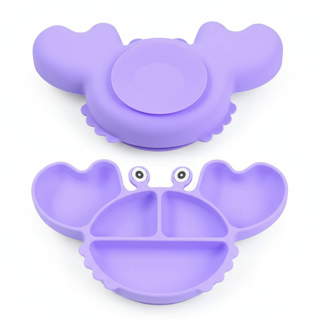 Set Repas Bébé Crabe Silicone avec Nom – Sans BPA