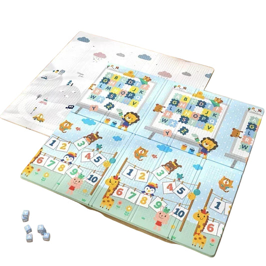 Tapis de Jeu Bébé Pliable en Mousse XPE – Antidérapant, Épais 1,5 cm, Éducatif & Sécurisé – Dès la Naissance