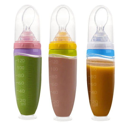 Distributeur de Nourriture Bébé 120 ml – Silicone Souple + Cuillère Détachable